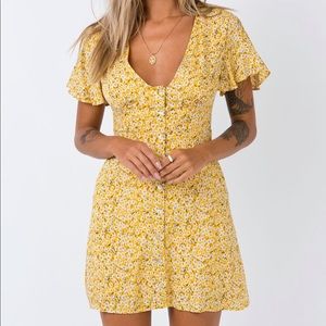 Yellow Princess Polly button up mini dress